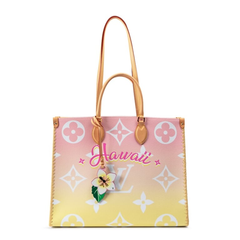 Louis Vuitton Light Pink Giant Monogram and Raffia By the Pool Hawaii Edition OnTheGo GM Gold Hardware, 2021