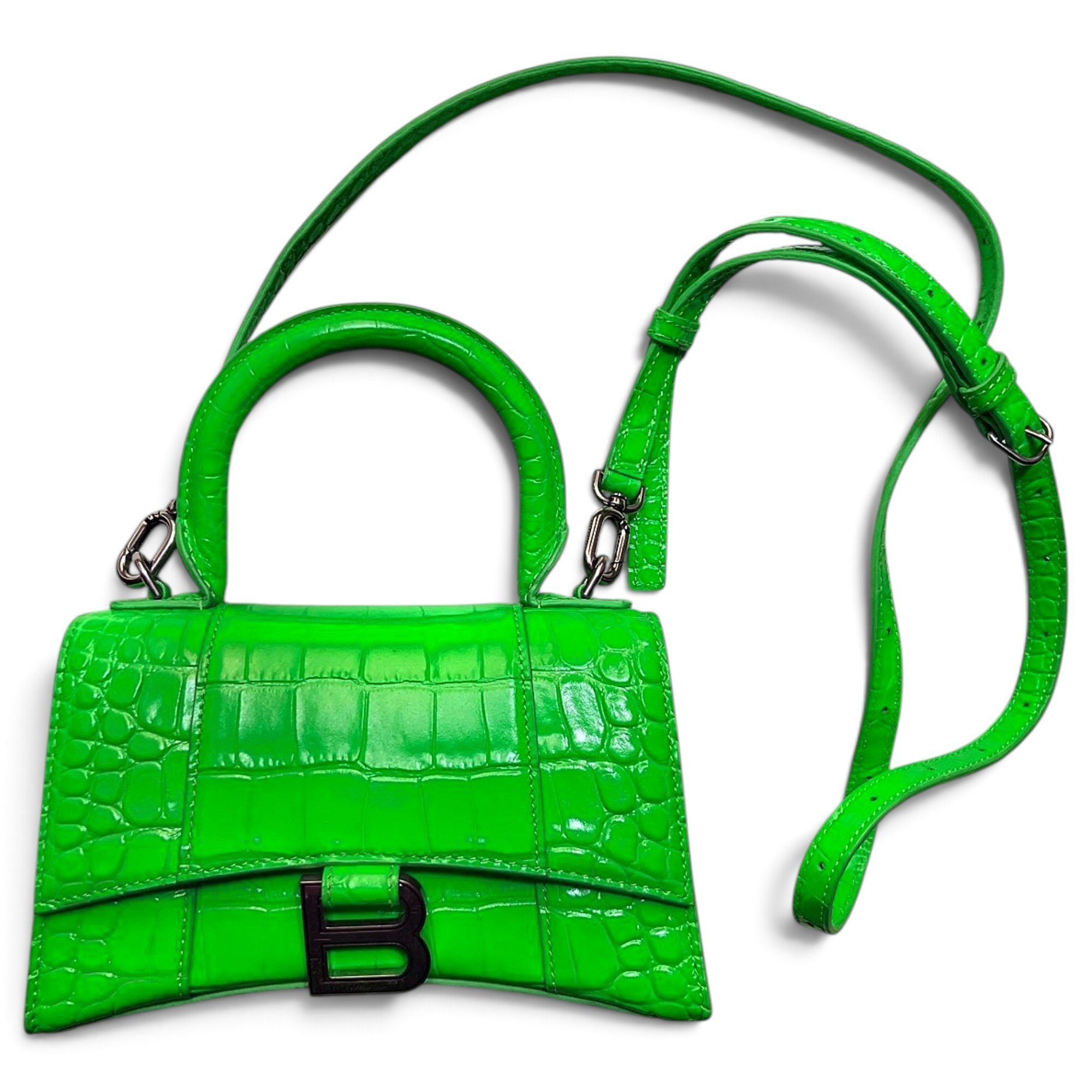 Hourglass leather handbag