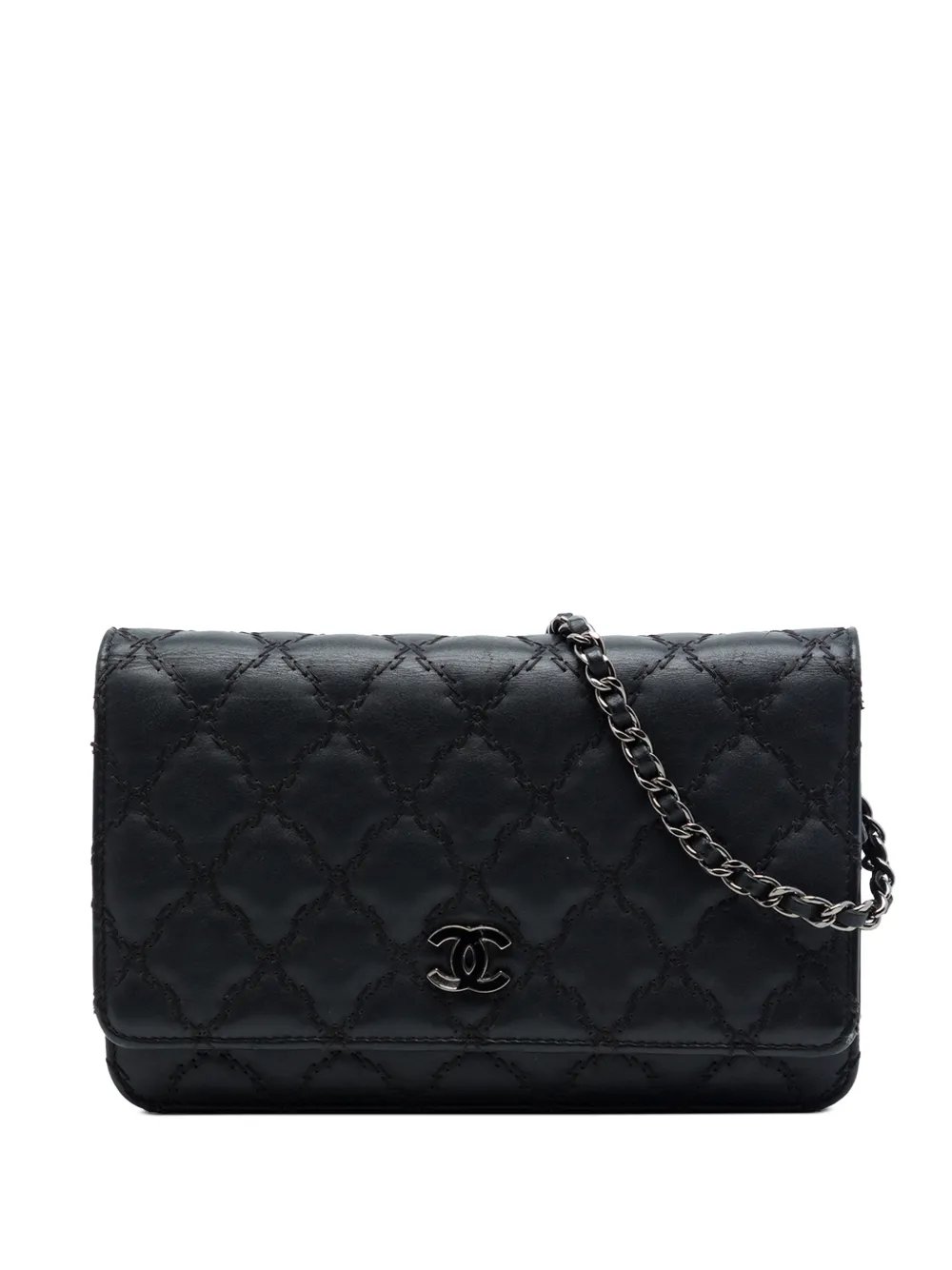 2014-2015 CC Quilted Calfskin Double Stitch Hamptons Wallet On Chain crossbody bag