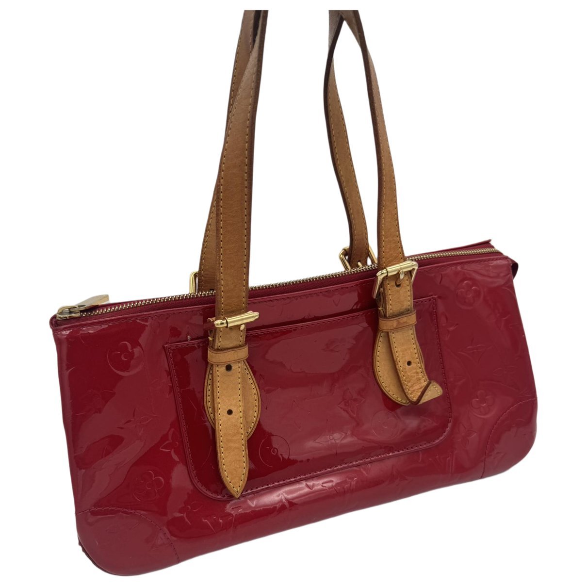Rosewood patent leather handbag
