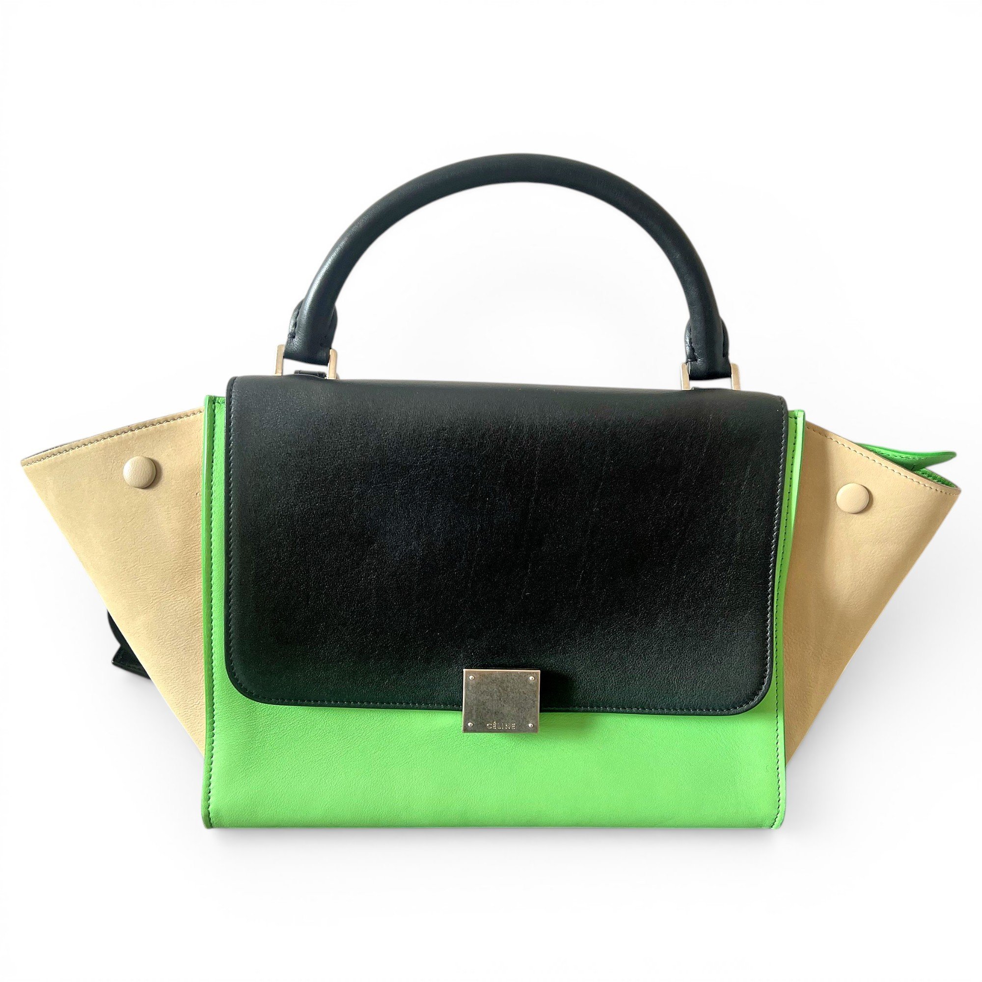 Trapèze leather handbag