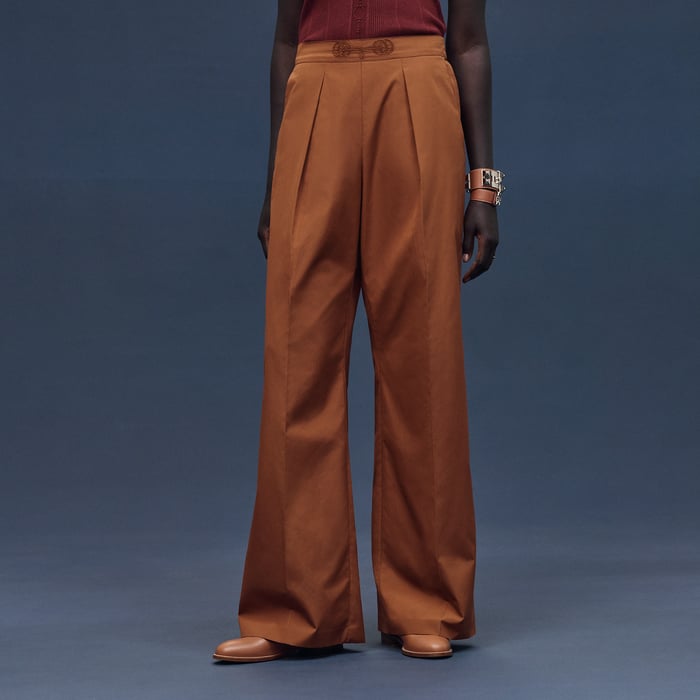 Marron Fauve Embroidered Beach Pants