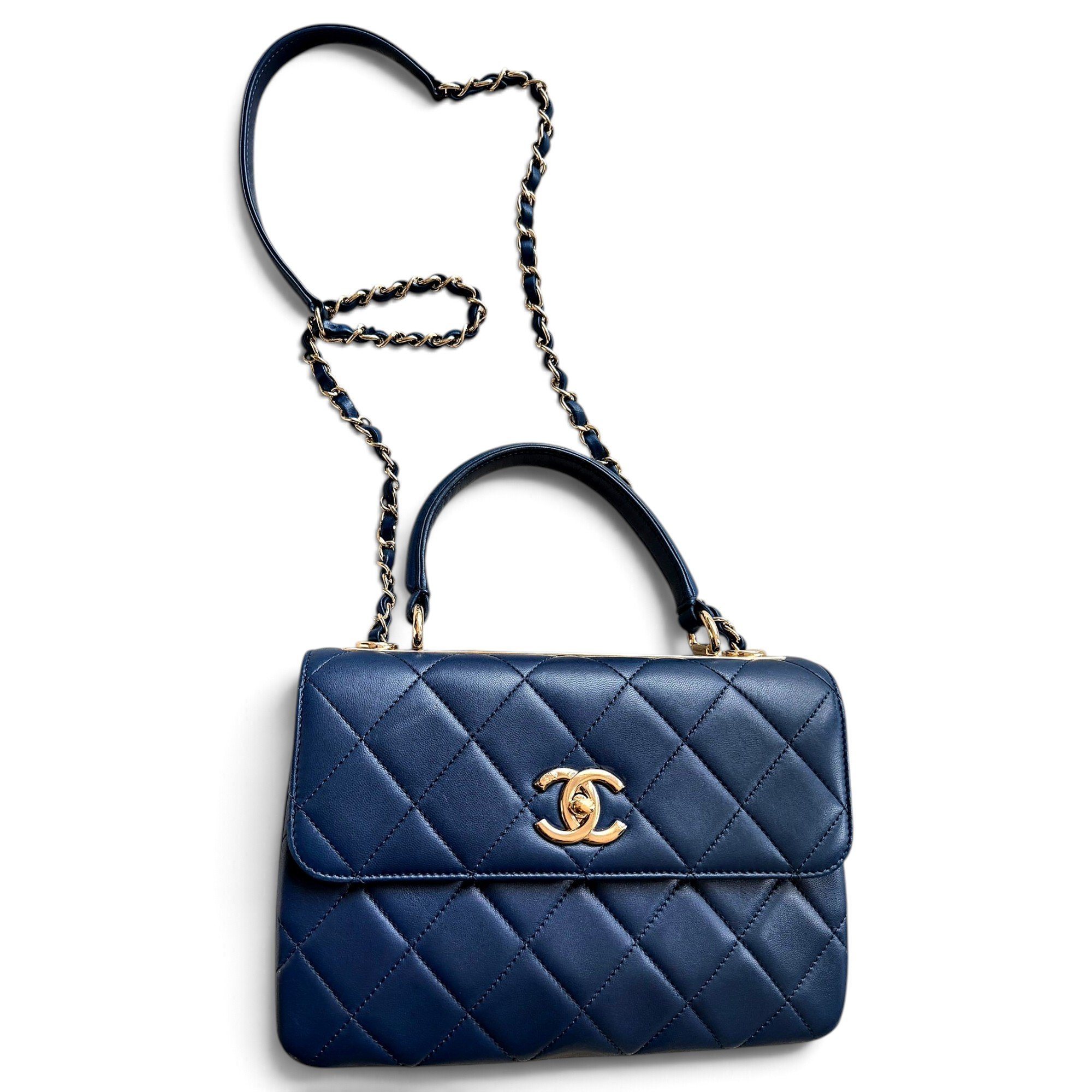 Trendy CC Top Handle leather handbag