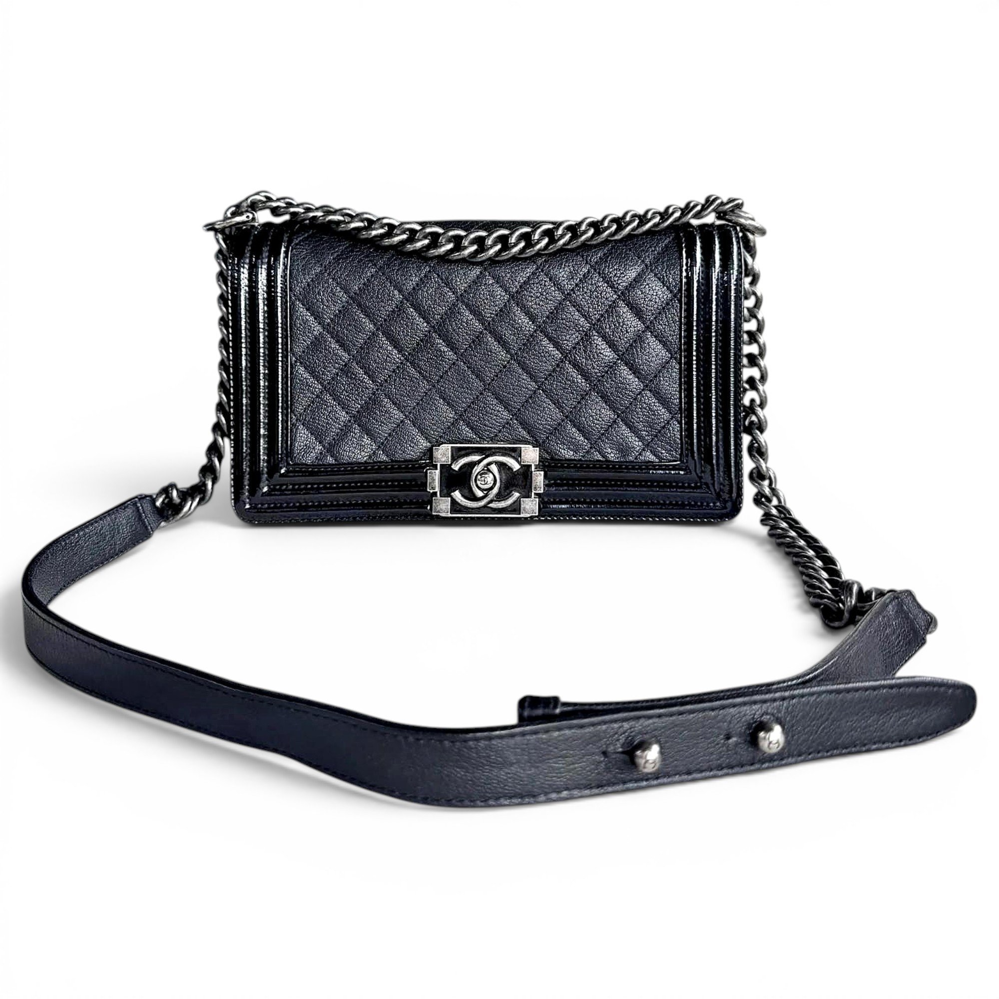 Patent leather handbag