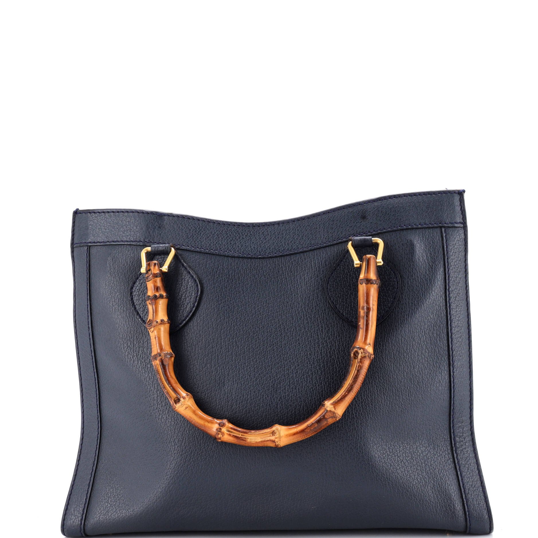 Bamboo Handle Tote Leather Large