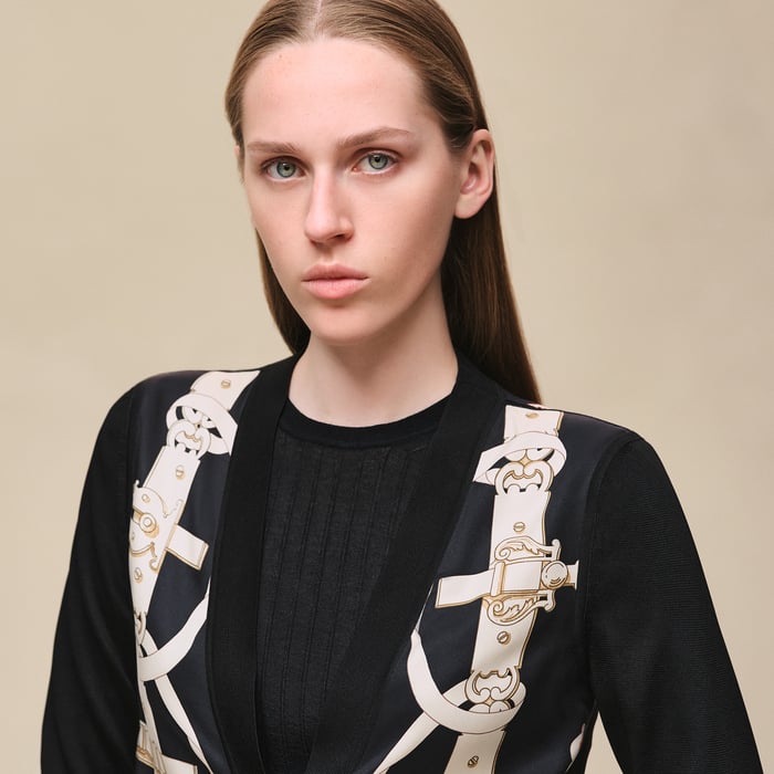 Noir "Ferronnerie Remix" Long-sleeve Twillaine Cardigan