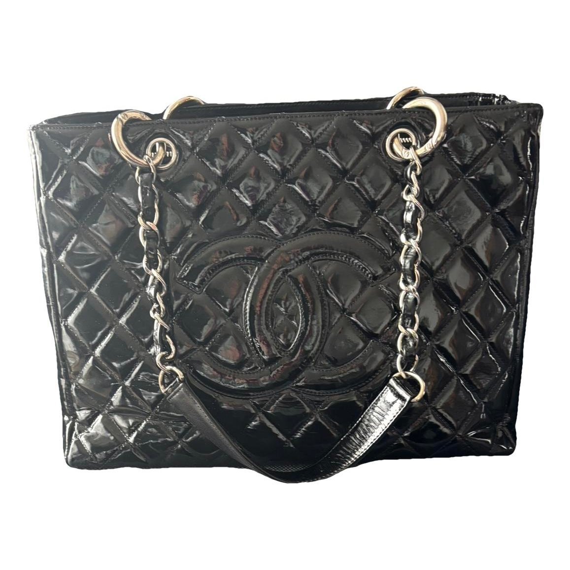 Grand shopping patent leather tote