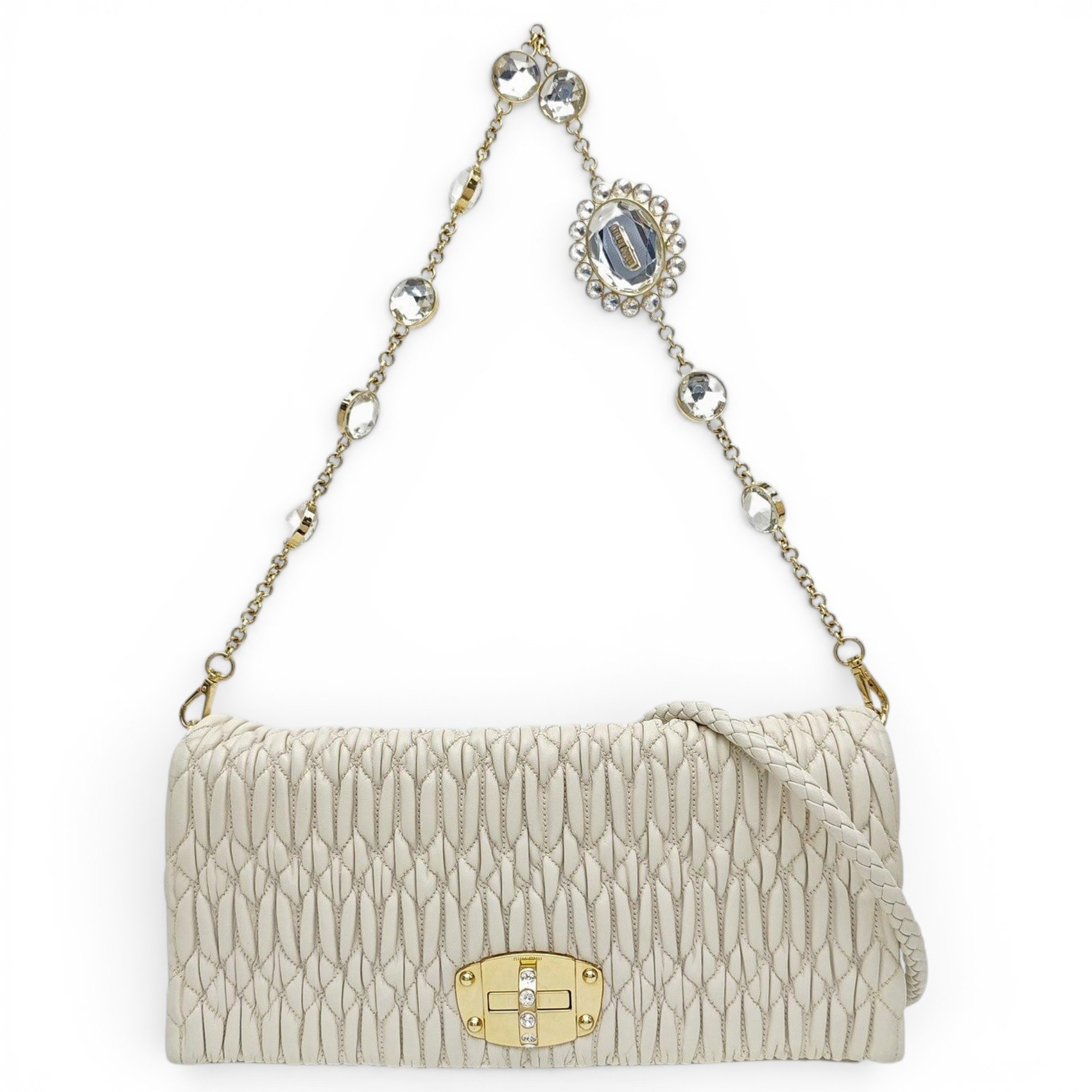 Miu Crystal leather handbag