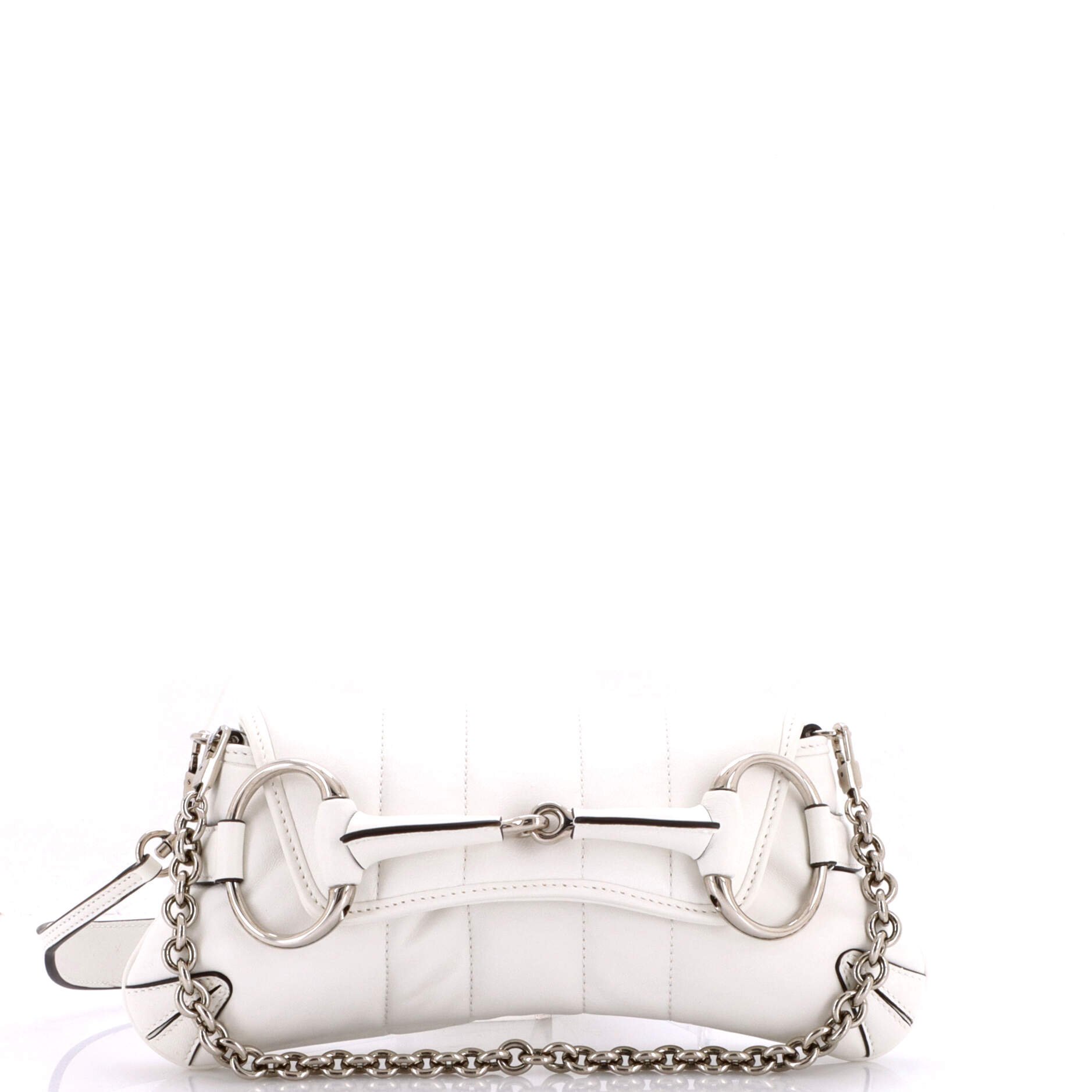 Horsebit Chain Shoulder Bag Vertical Quilted Leather Small
