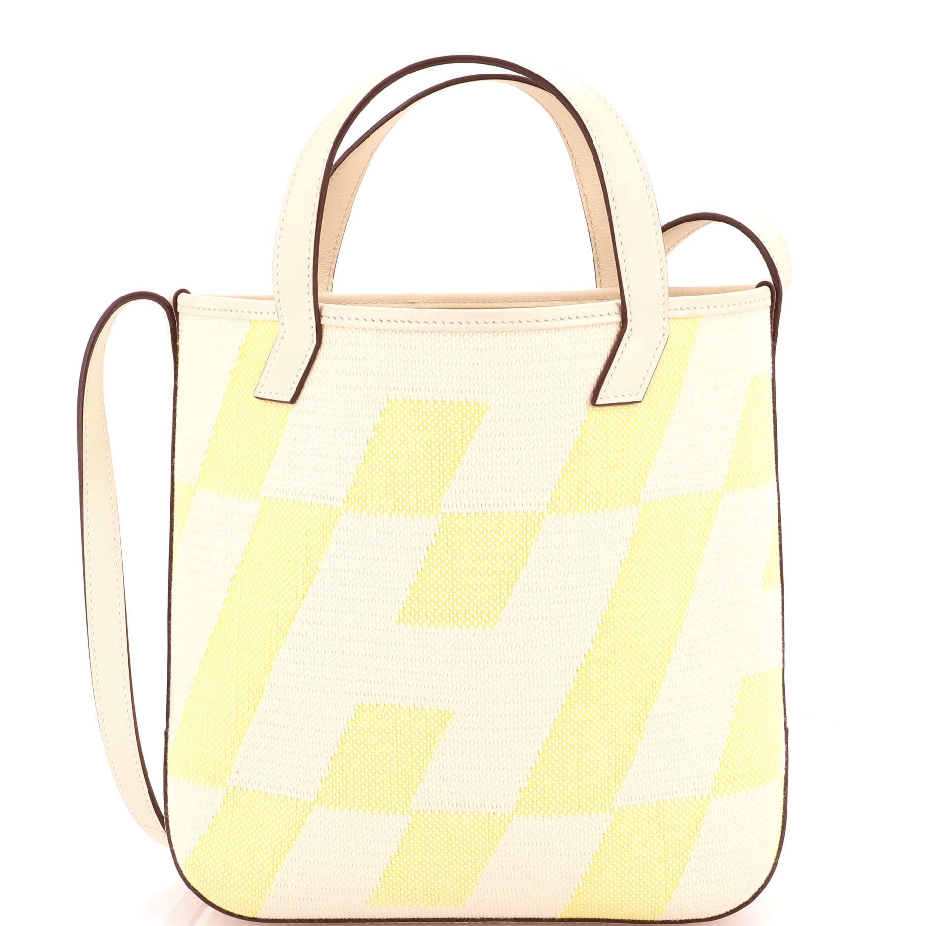 Cabas H en Biais Tote Canvas with Leather 27