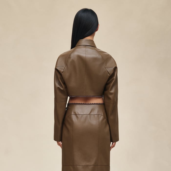 Marron Muschio Short Shiny Lambskin Jacket