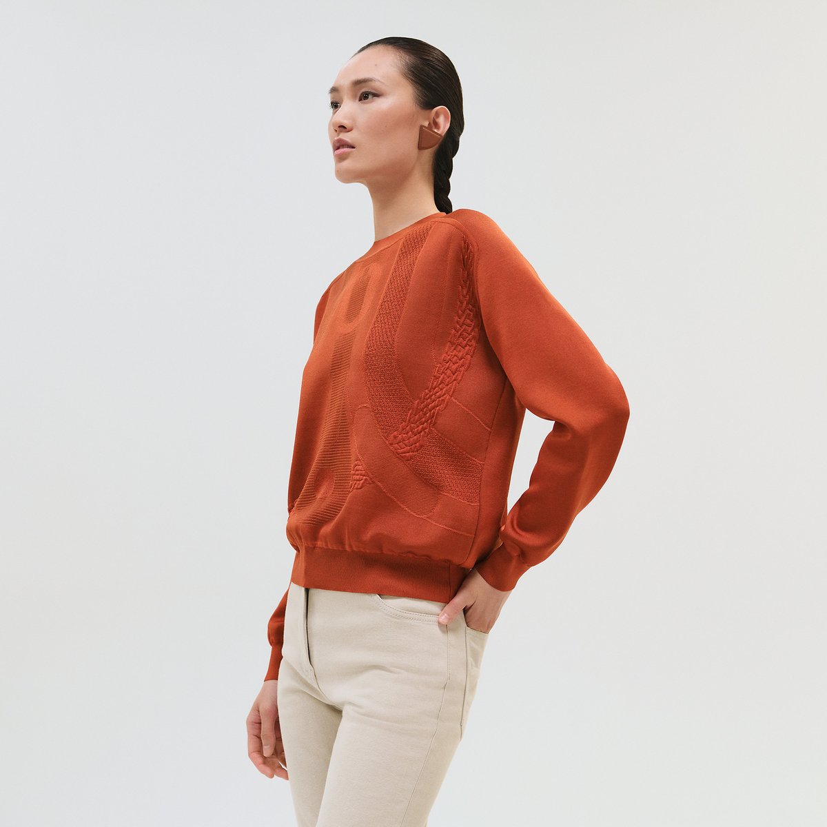 "Coaching" long-sleeve sweater
