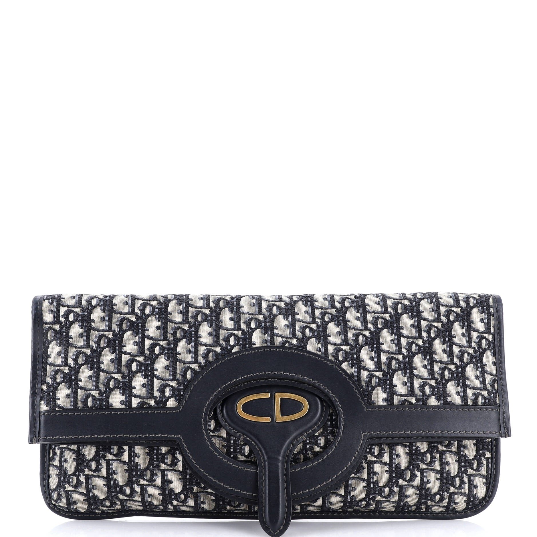 Dior Fold Over Clutch Oblique Canvas