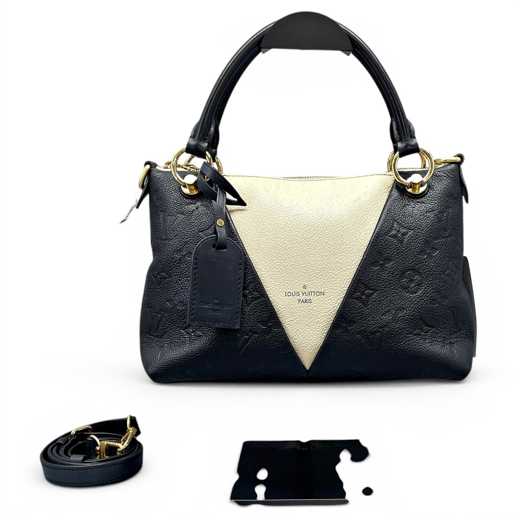 Tote V leather handbag