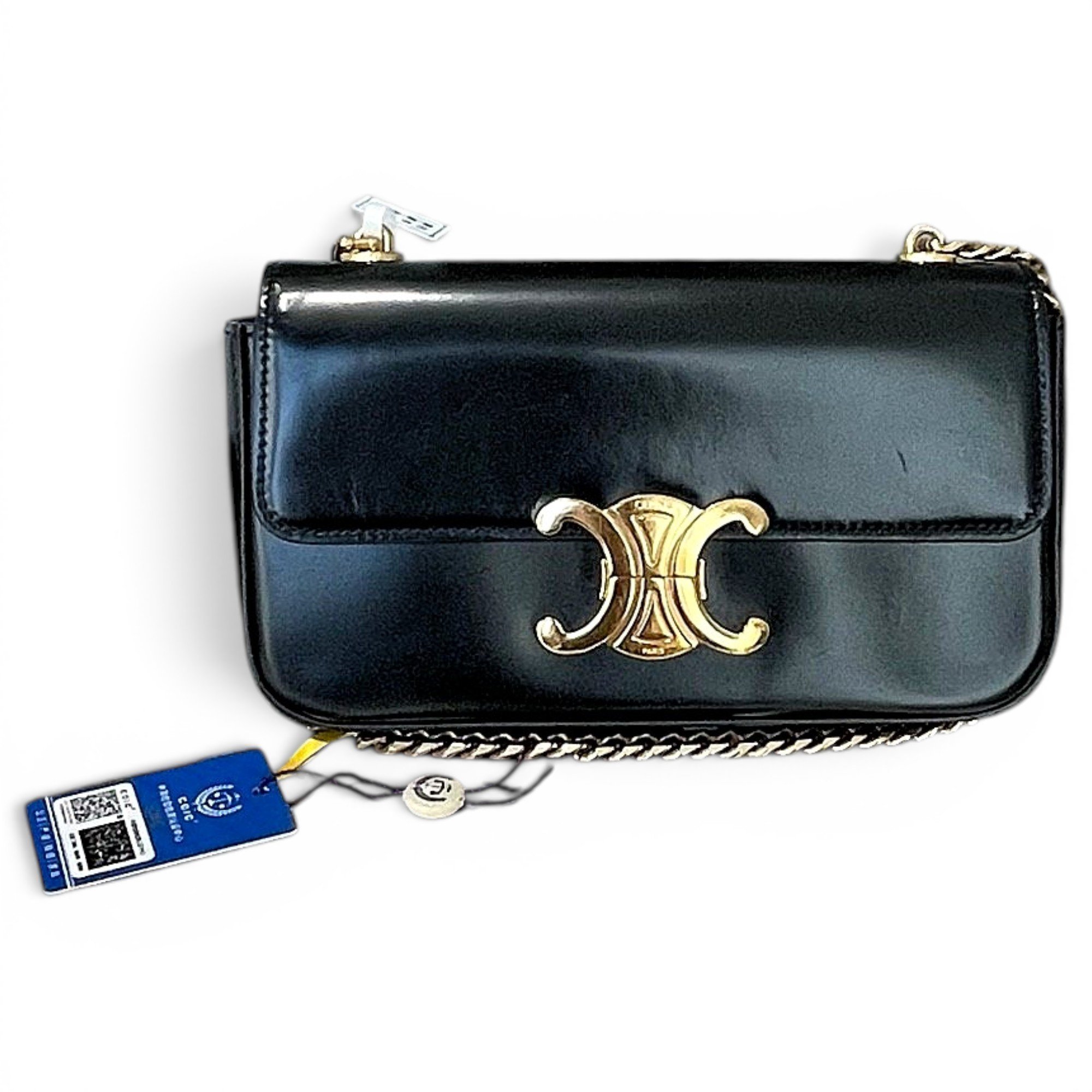 Triomphe chain leather handbag