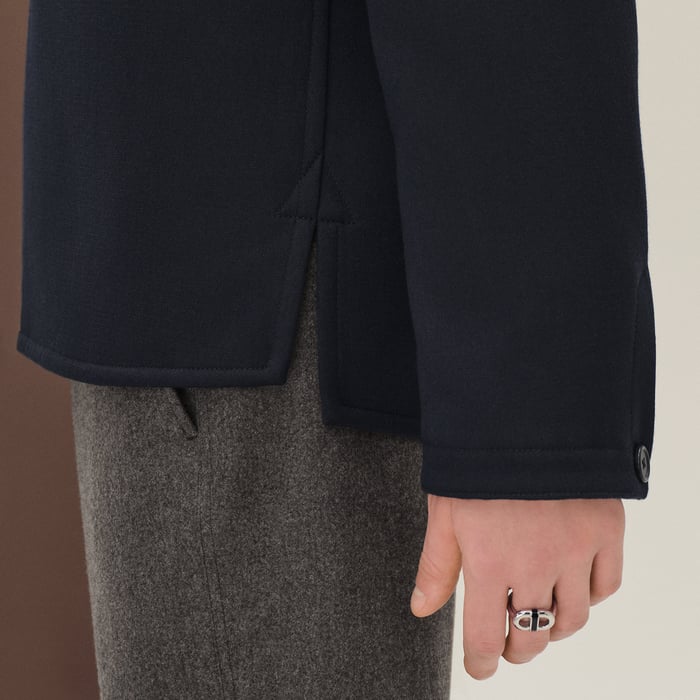 Marine Overshirt With Leather Detail