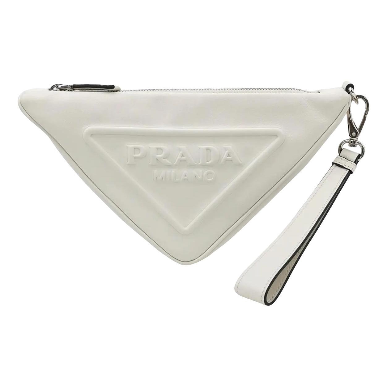 Triangle leather clutch bag