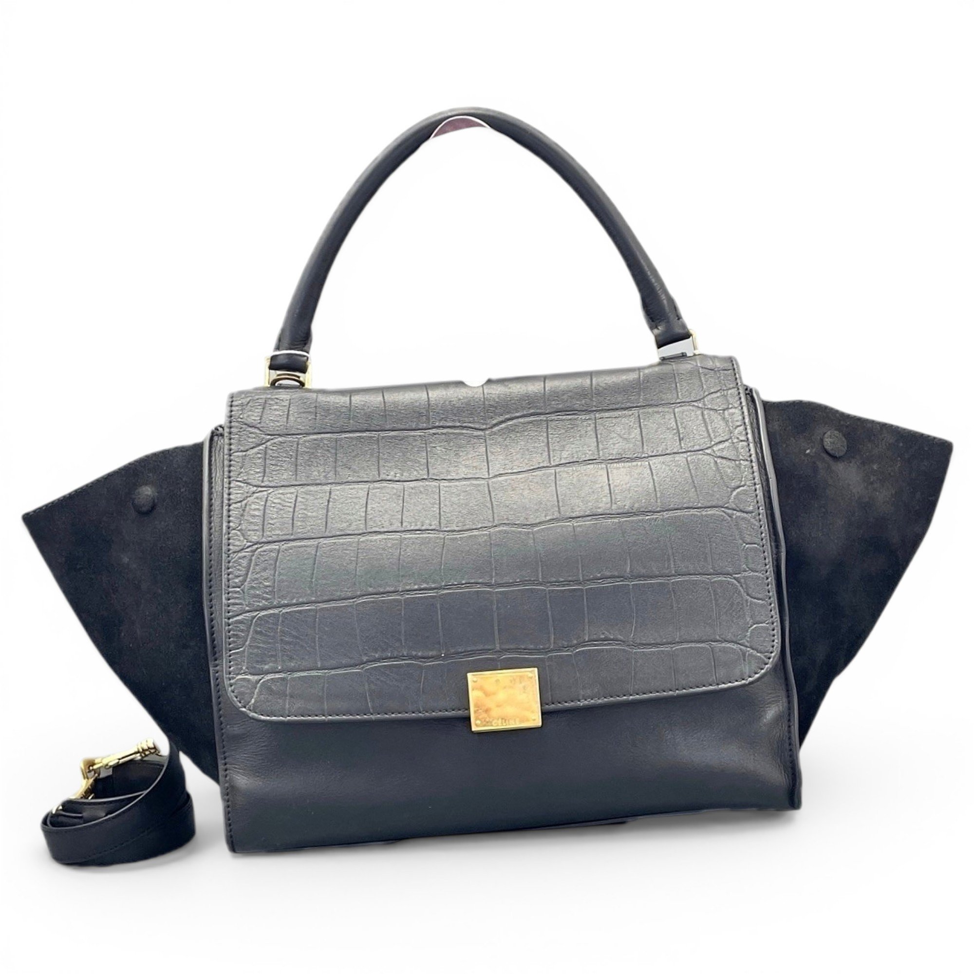 Trapèze leather handbag