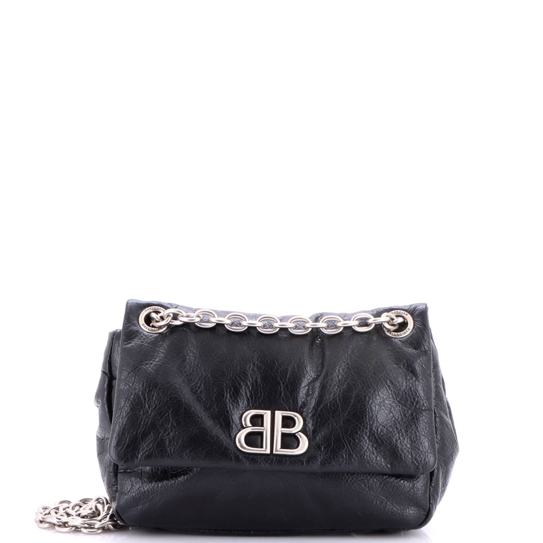 Monaco Chain Flap Shoulder Bag Leather Mini