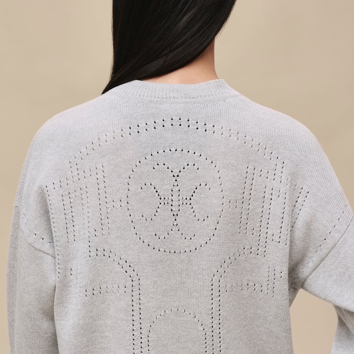 Gris Pervenche Cashmere Long-sleeve Cardigan