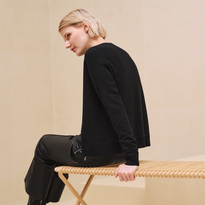 Noir "H En Biais" Long-sleeve Cardigan