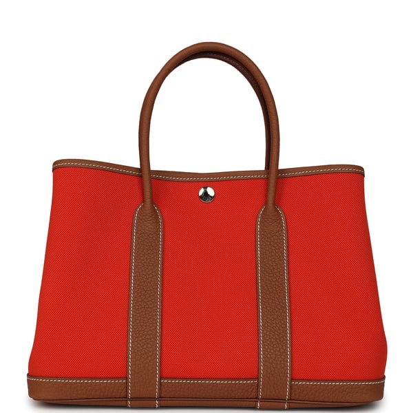 Hermes Garden Party 30 Orange Mécano Toile Officier Canvas and Gold Negonda Palladium Hardware