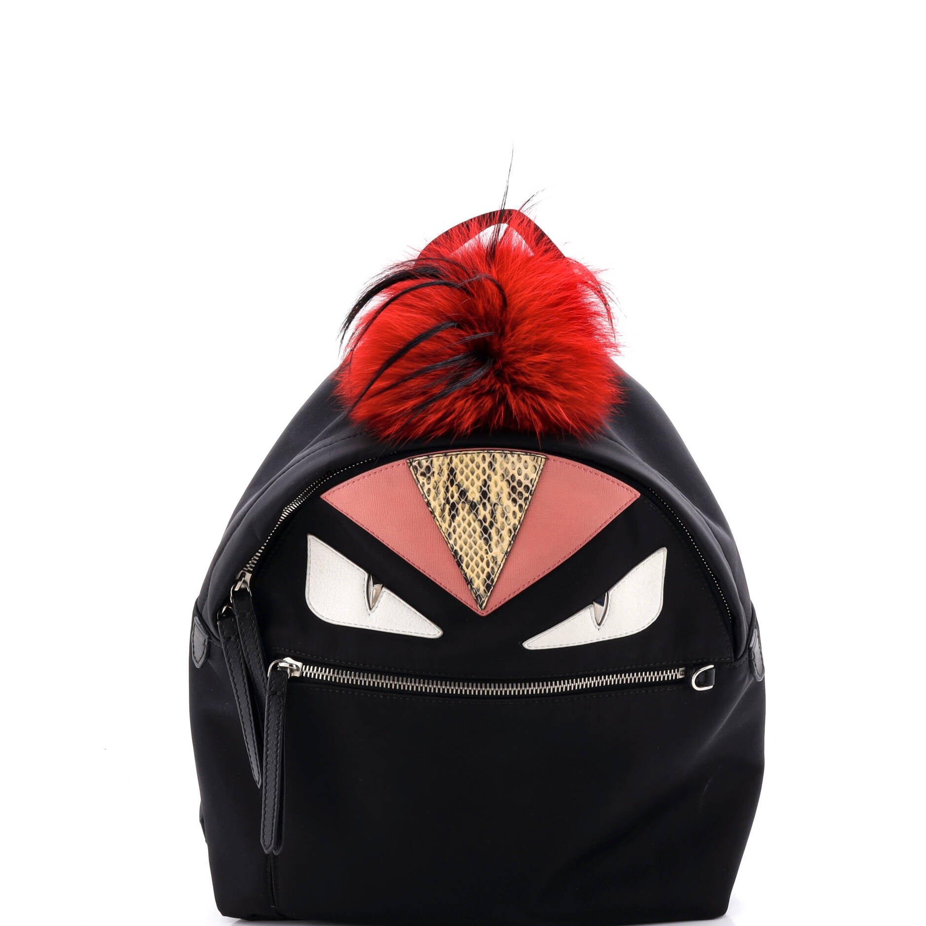 Monster Backpack Nylon with Leather and Fur Medium
