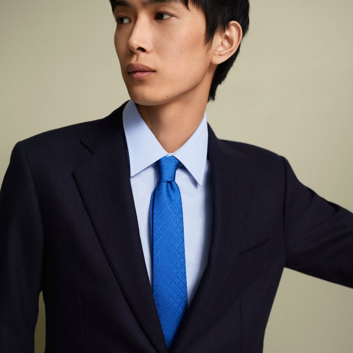 Navy Faconnee New H Tie