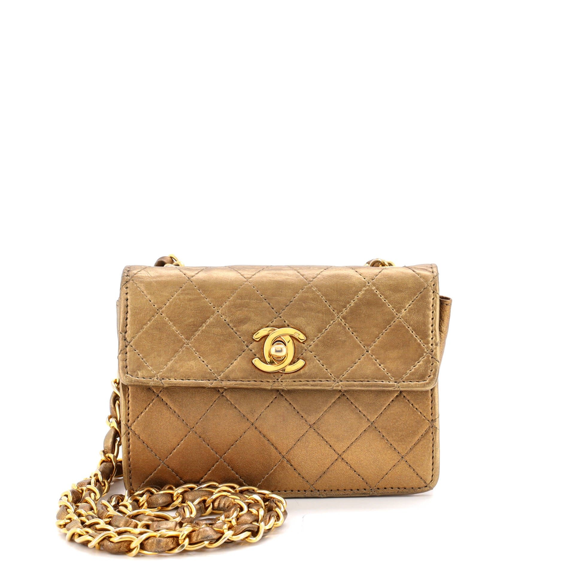 Vintage CC Chain Flap Bag Quilted Leather Extra Mini