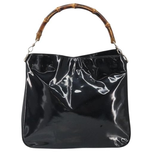 Bamboo patent leather handbag