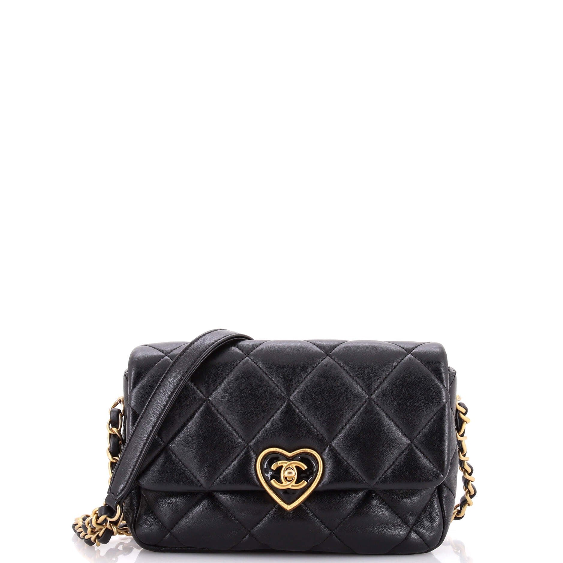 Coco Love CC Heart Flap Bag Quilted Lambskin Small