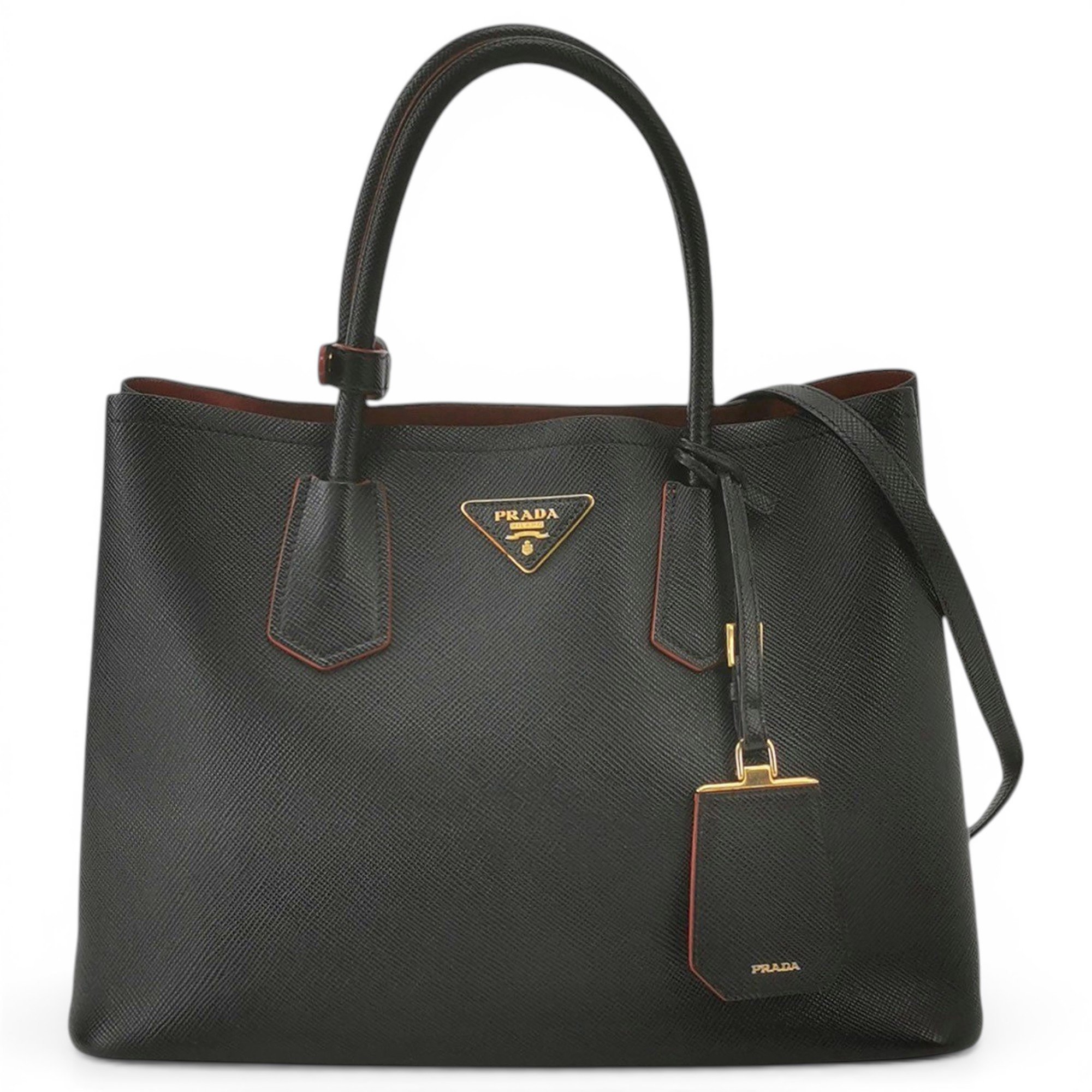Double leather handbag