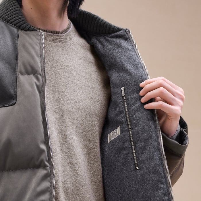 Basalte Puffer Coat With Leather Detail