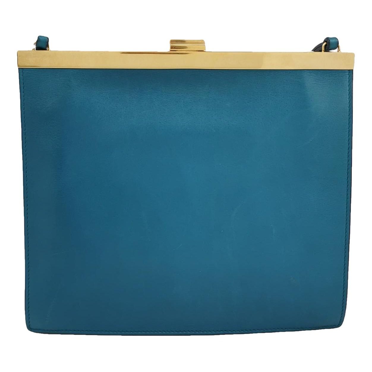 Clasp leather handbag