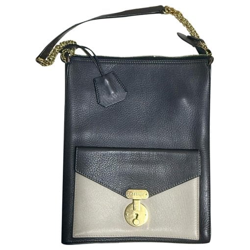 Clasp leather handbag