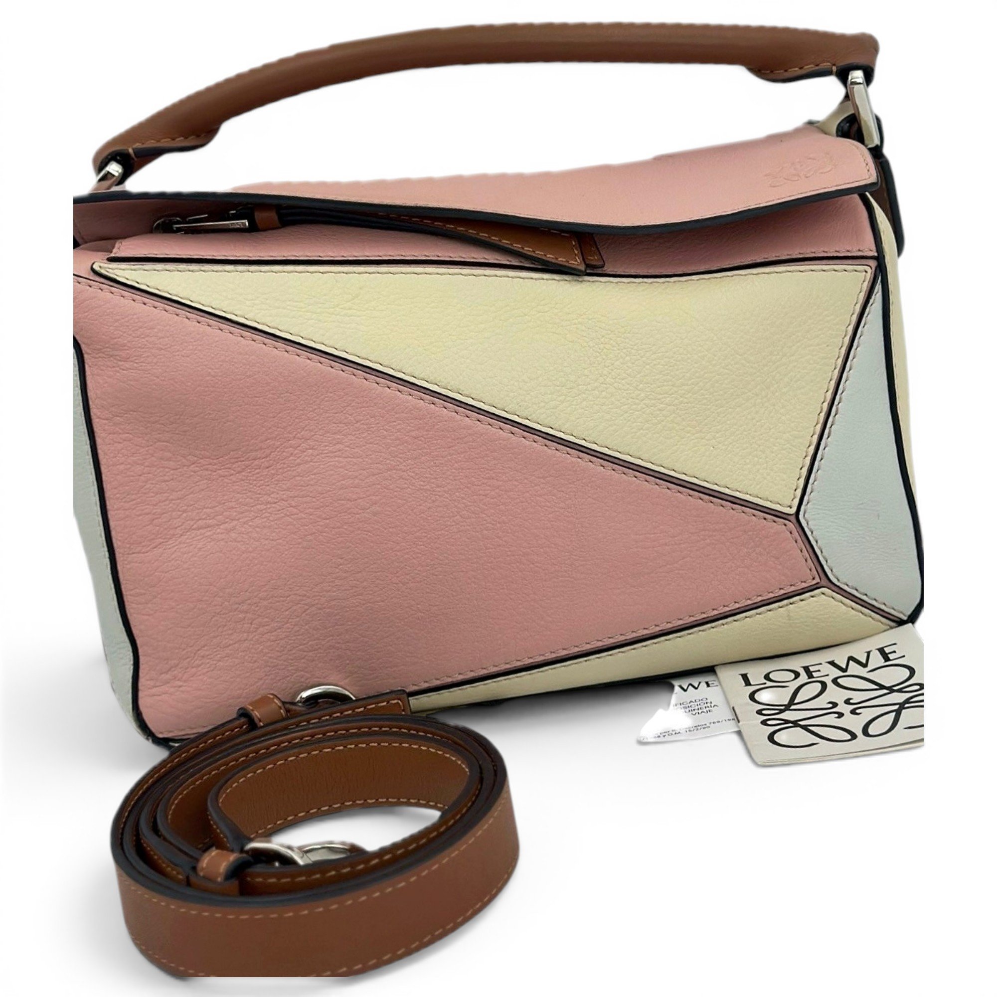 Puzzle leather handbag