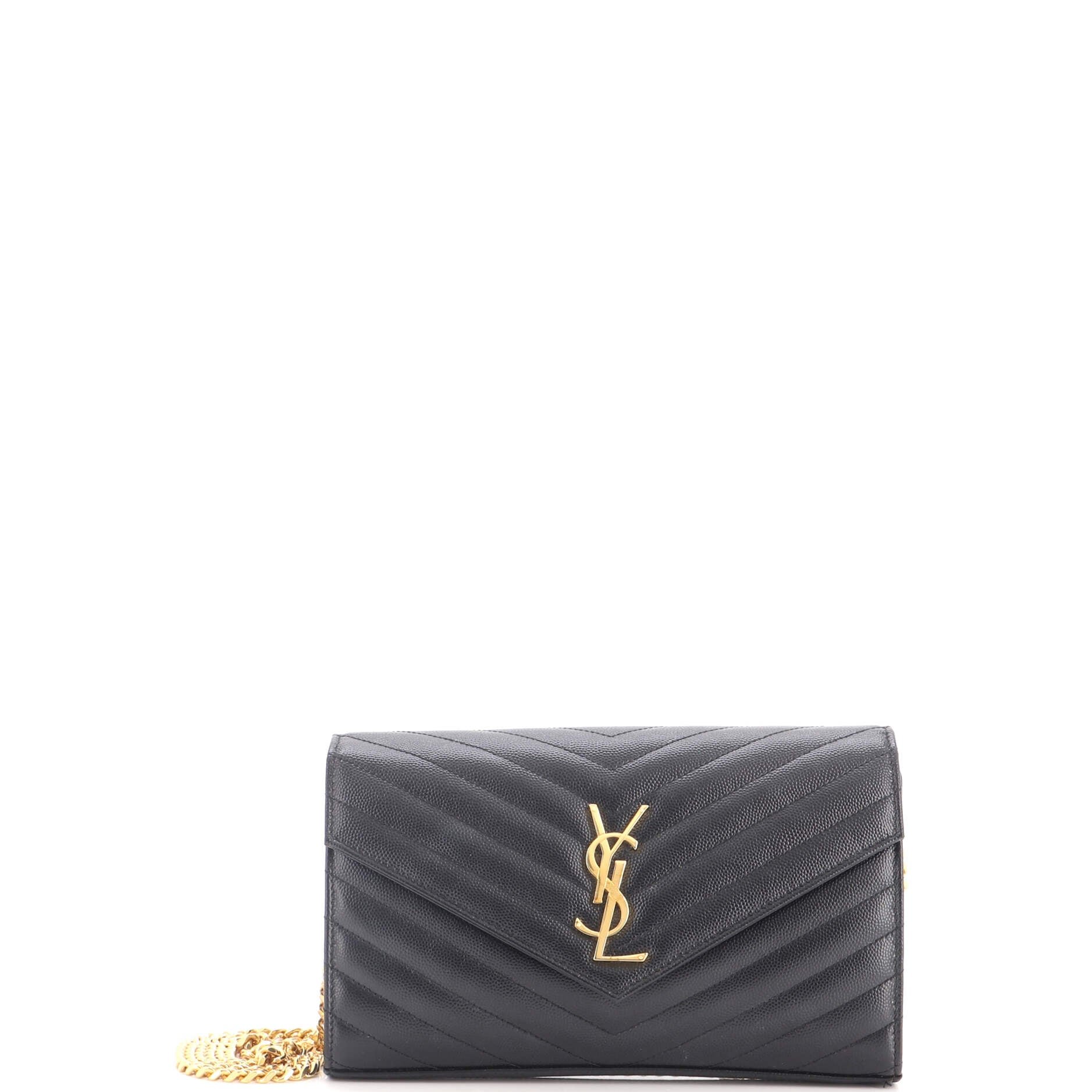 Classic Monogram Wallet on Chain Matelasse Chevron Leather Medium