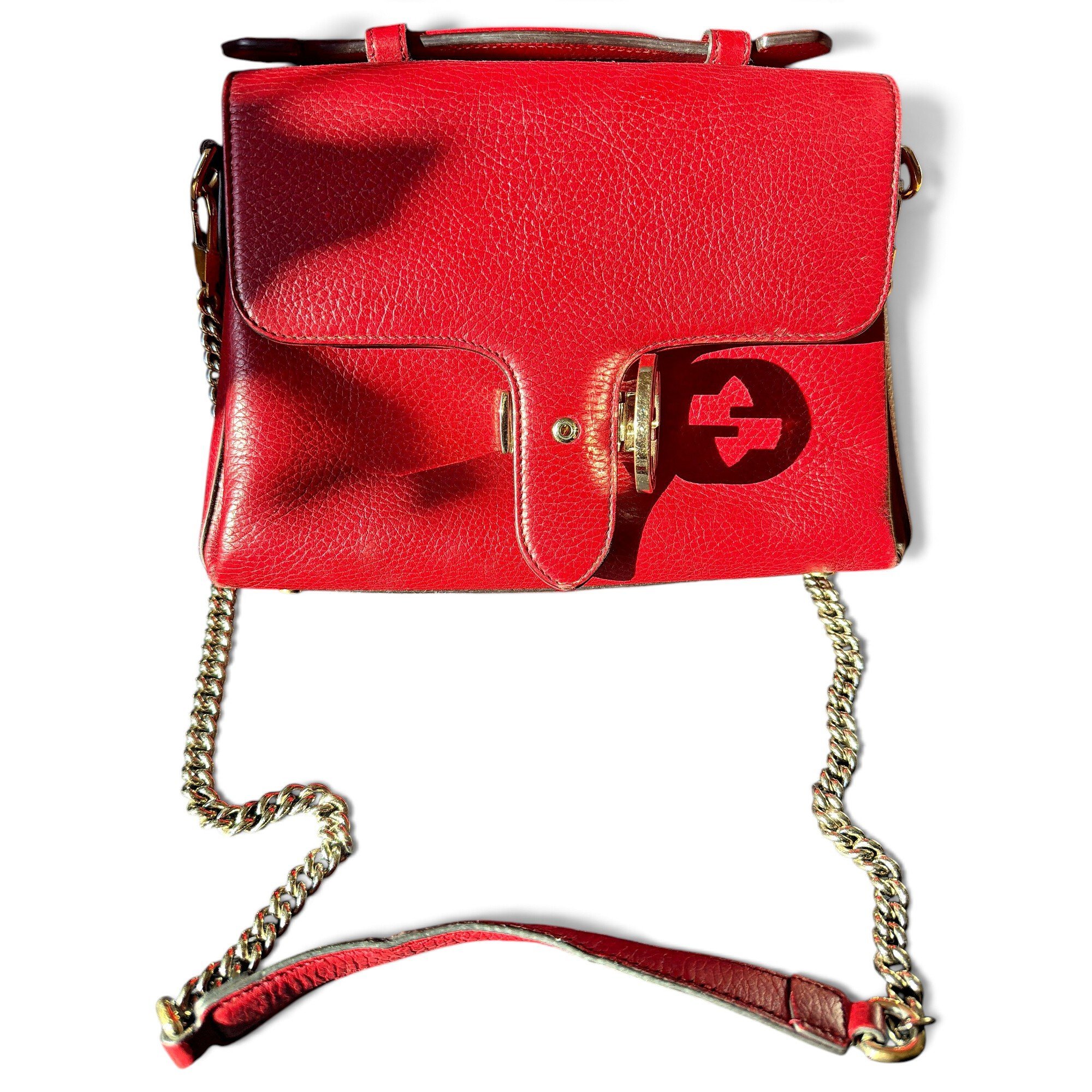 Interlocking leather handbag