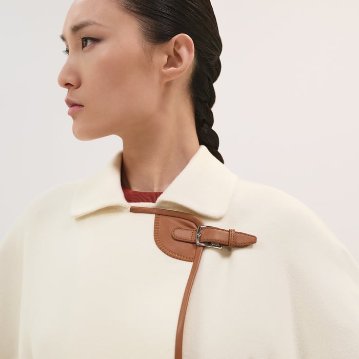 Blanc Naturel Jacket With Leather Detail