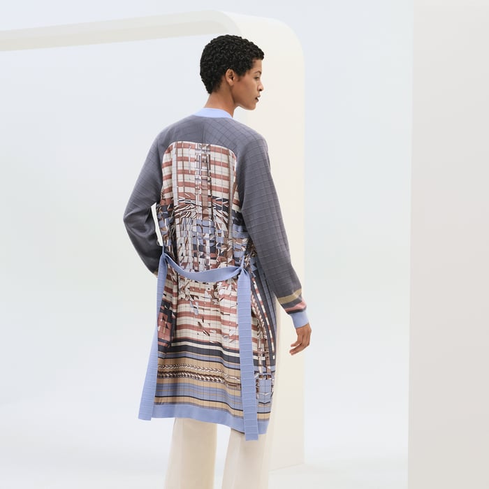 Bleu Grignon "Coaching Deja Vu" Long-sleeve Twillaine Cardigan