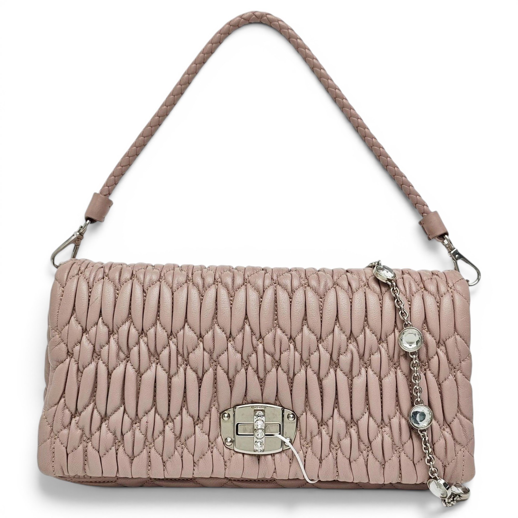 Miu Crystal leather handbag