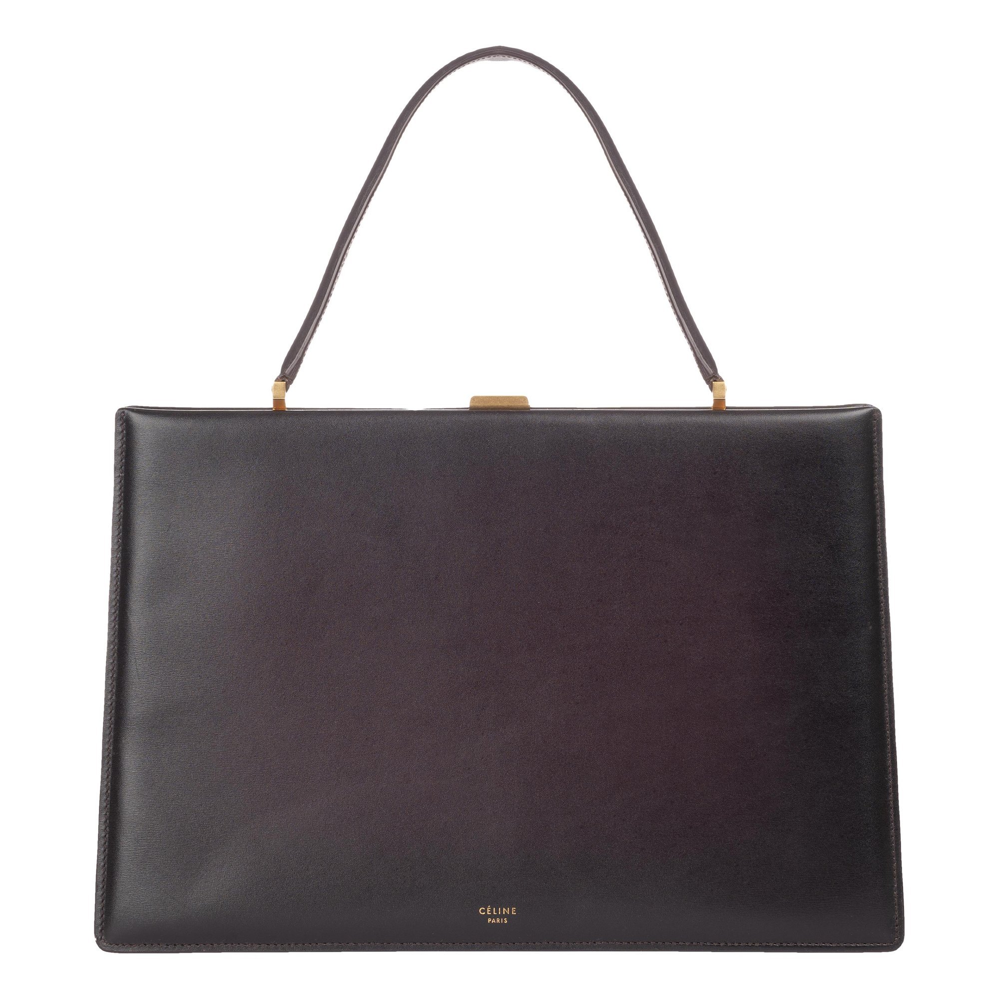 Clasp leather handbag