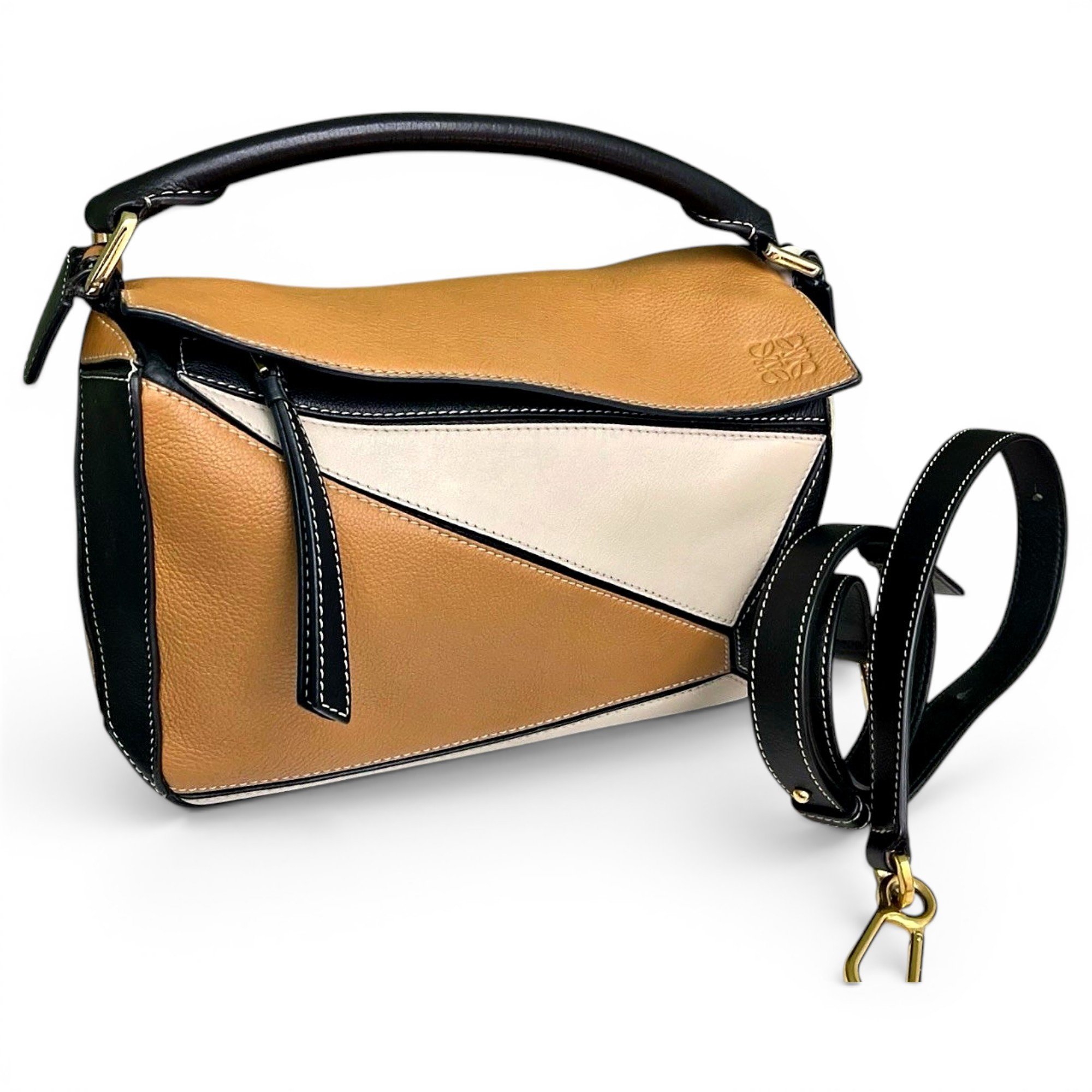 Puzzle leather handbag