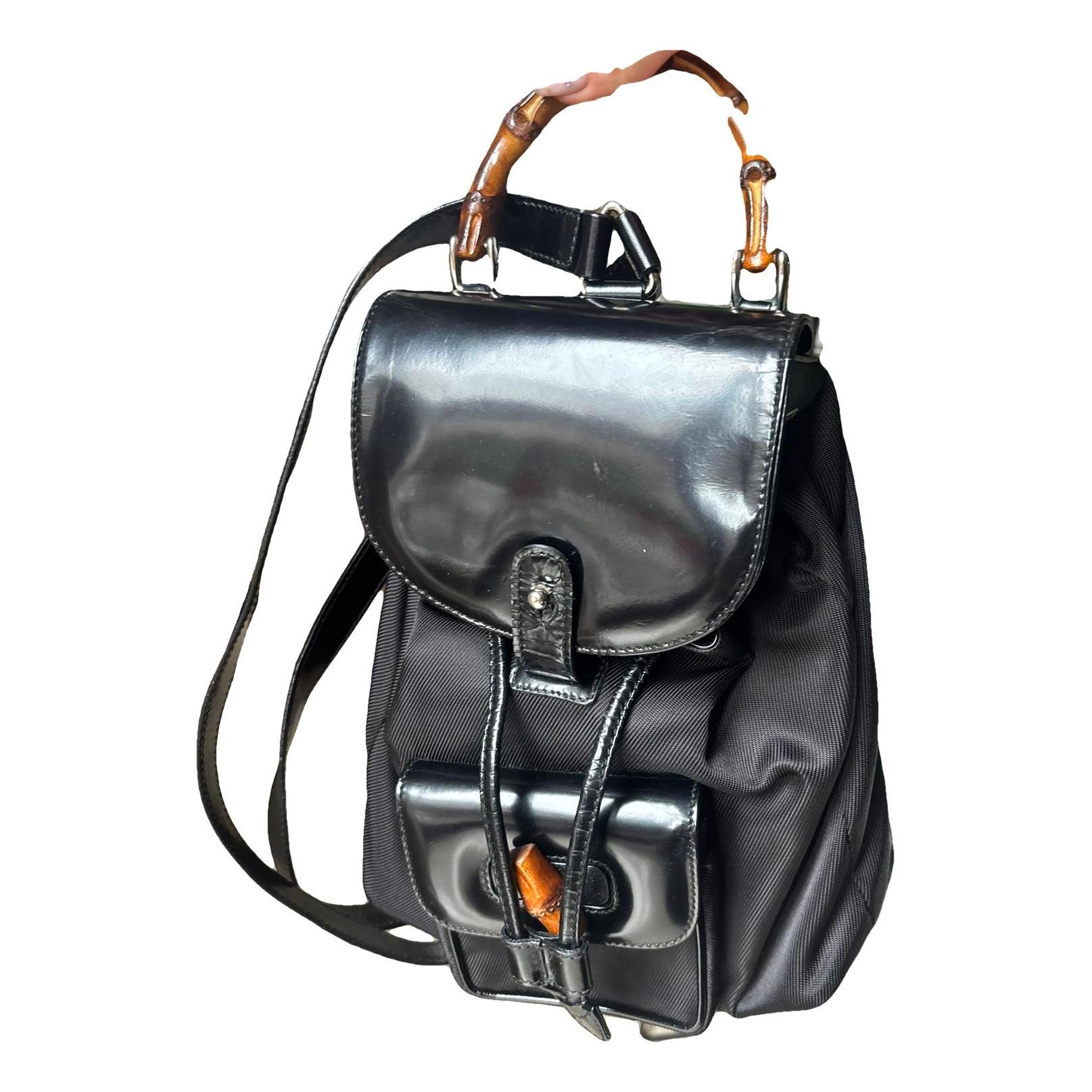 Bamboo Tassel Oval leather backpack