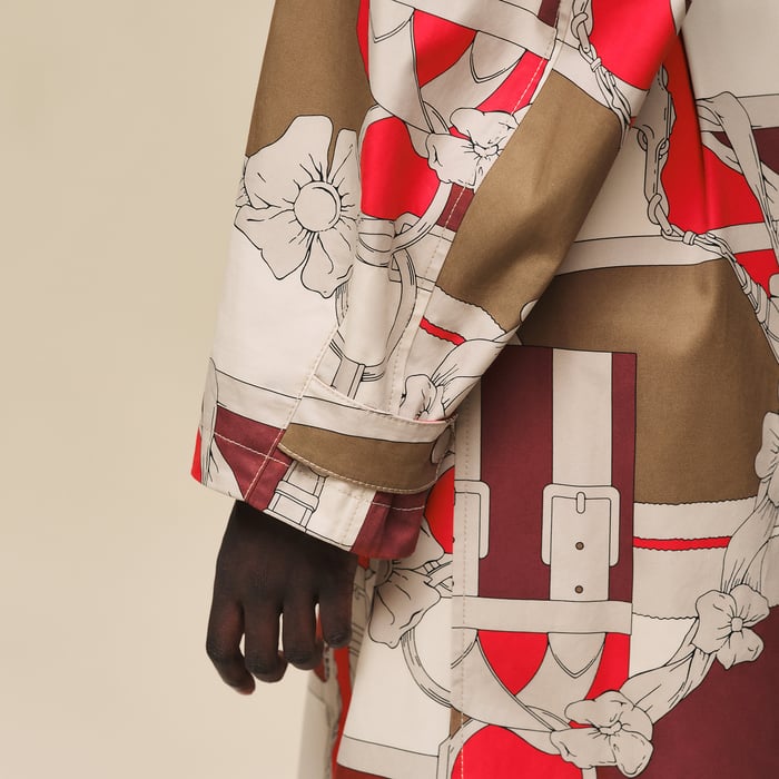 Beige Amande "Grand Manege" Long Trench Coat