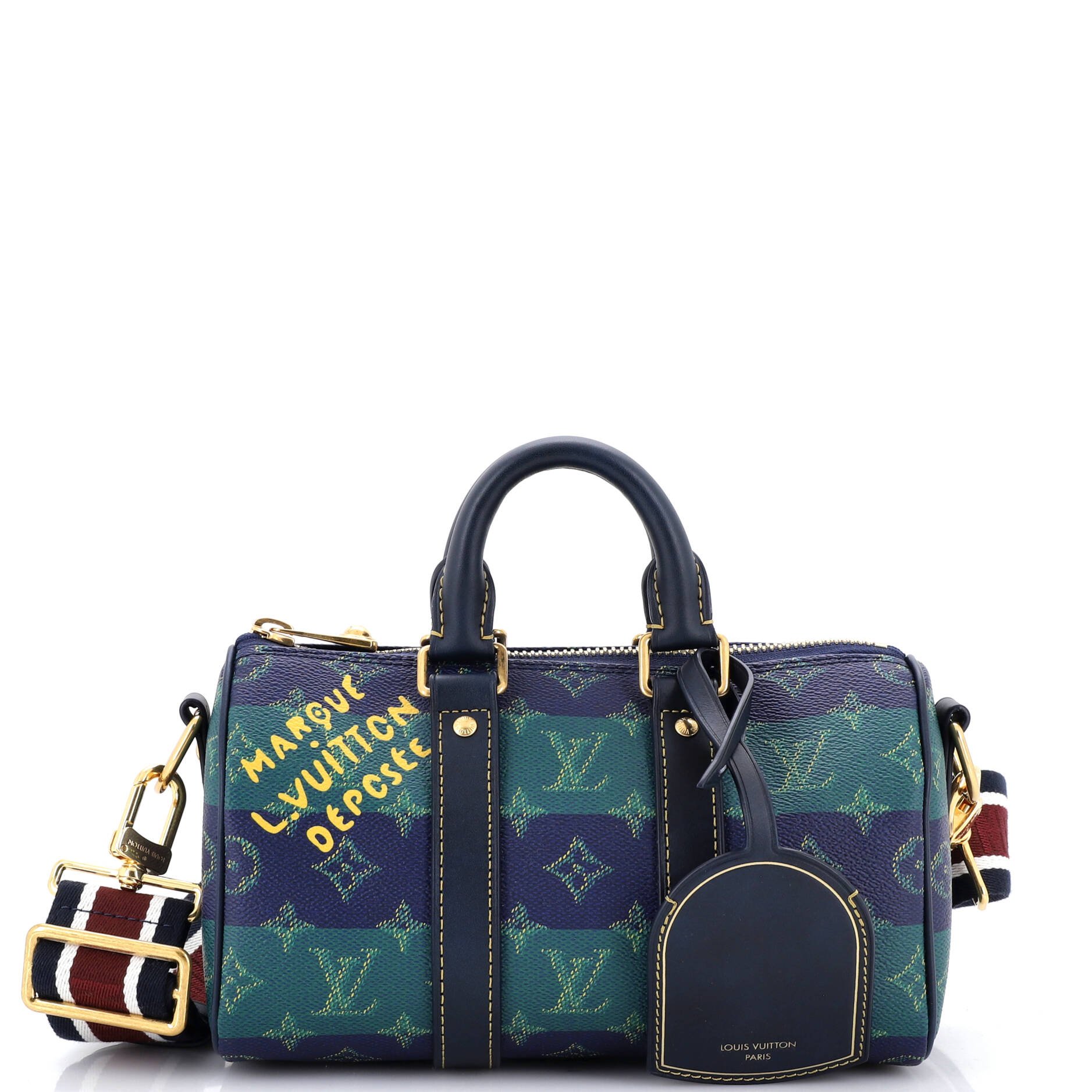Keepall Bandouliere Bag Limited Edition Marque Deposee Stripes Monogram Heritage Canvas 25