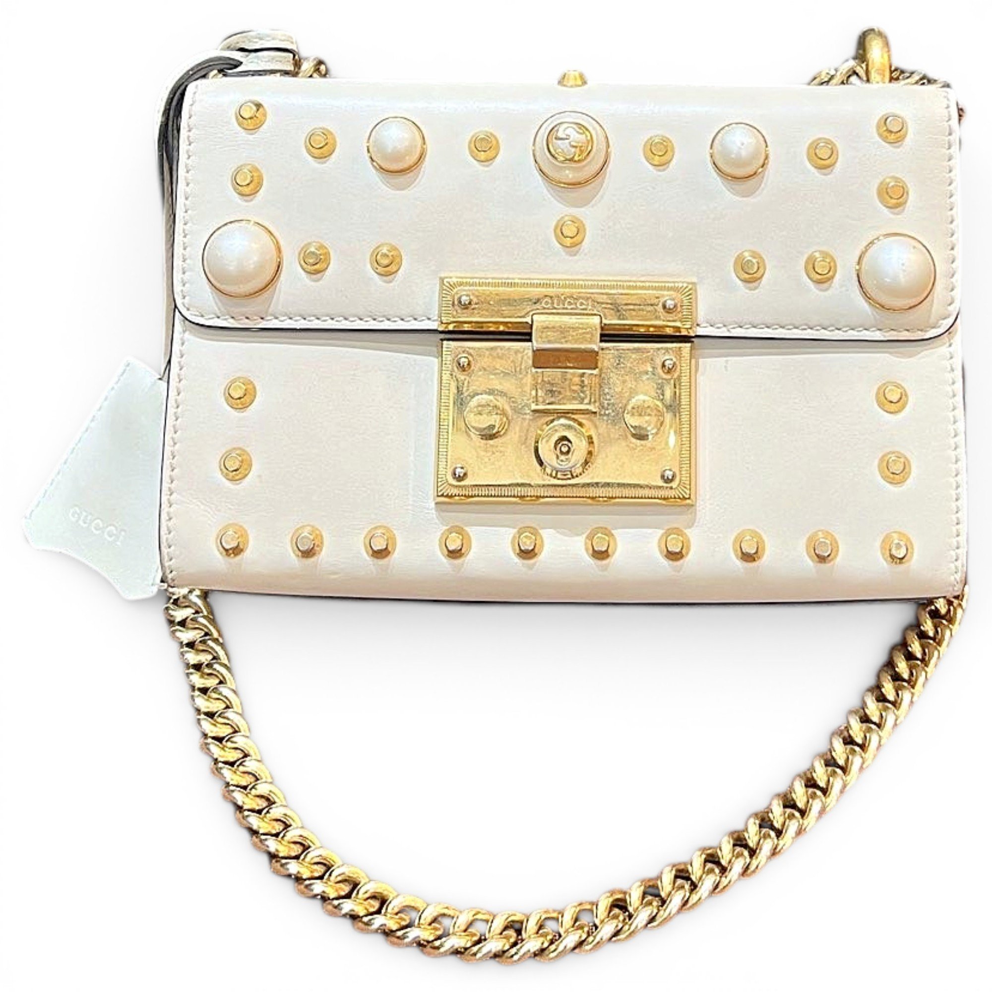Padlock leather handbag