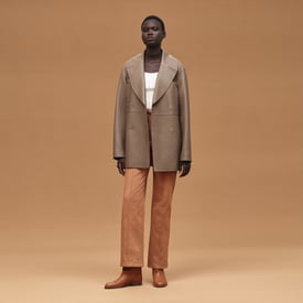 Leather pea coat
