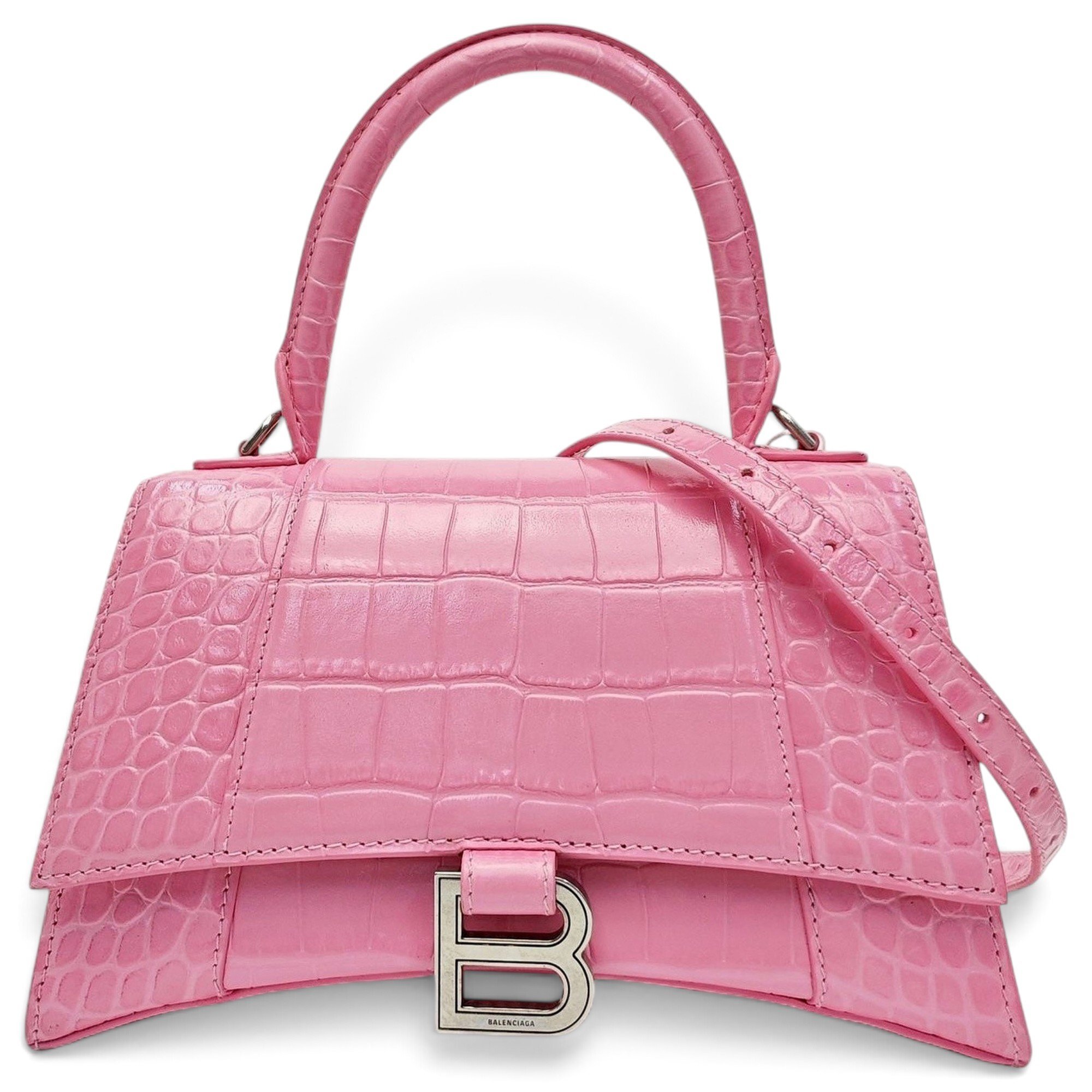 Hourglass leather handbag