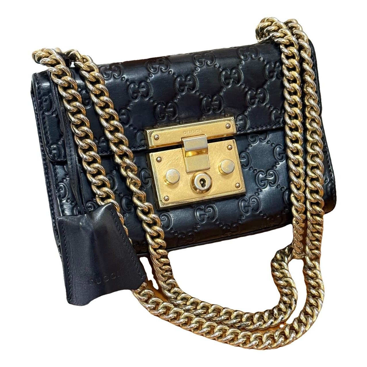 Padlock leather handbag